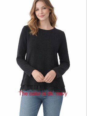 J. Crew Womens Dark Navy Top with Lace Bottom size Medium